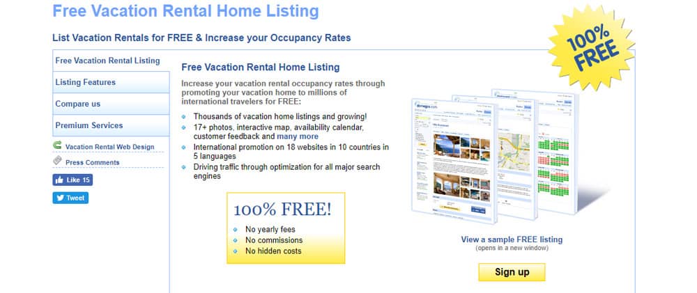 List vacation rental for free