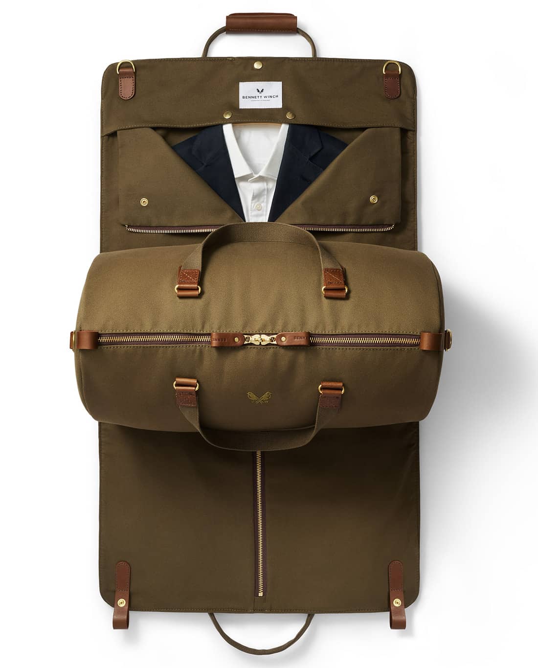 Luxury Leather Suit Carrier Bag Brown Suiter Case Dress Garment Cover Travel Bag 