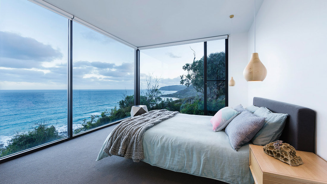 Bedroom with glass walls