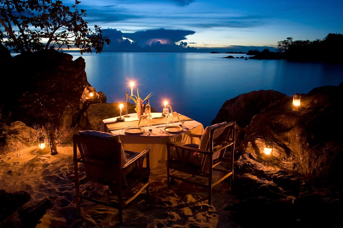 Dinner on the shore of Lake Malawi