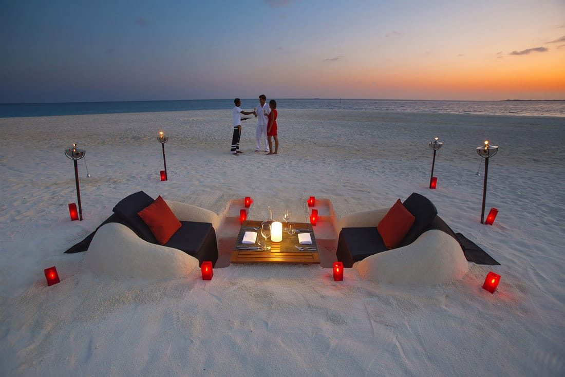 Beach pit dinner in the Maldives