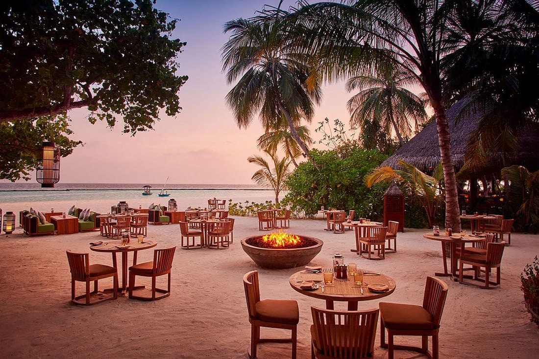 Beach restaurant in the Maldives