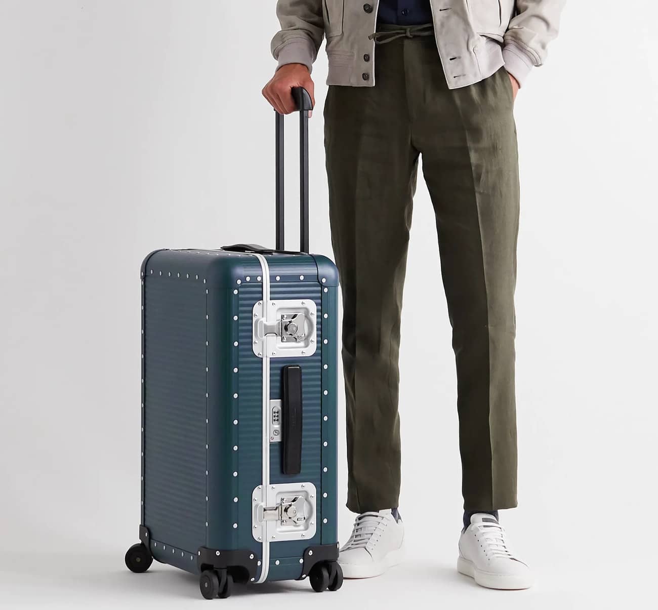FPM Milano Leather-Trimmed Aluminium Suitcase