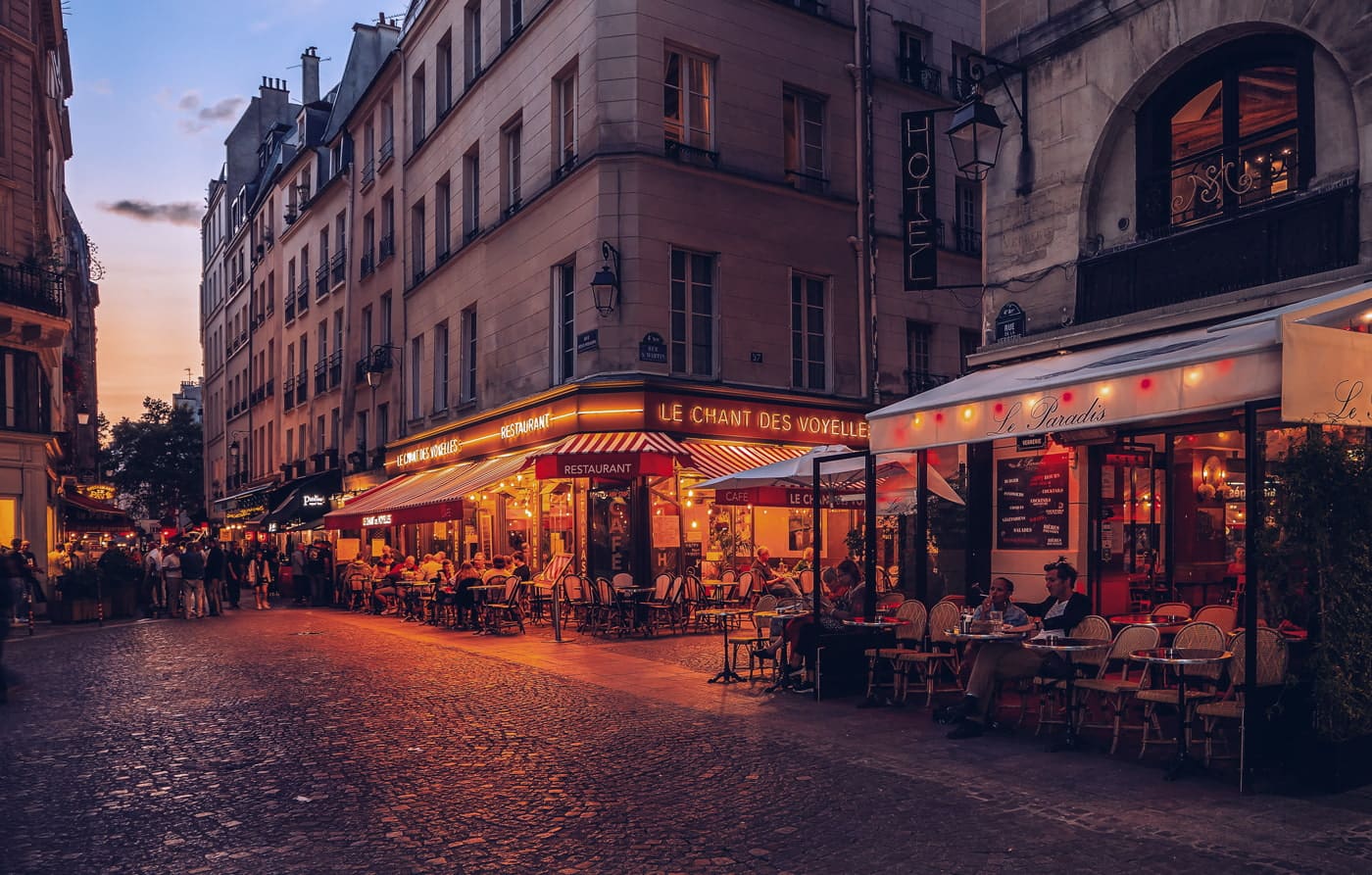 Parisian street at night