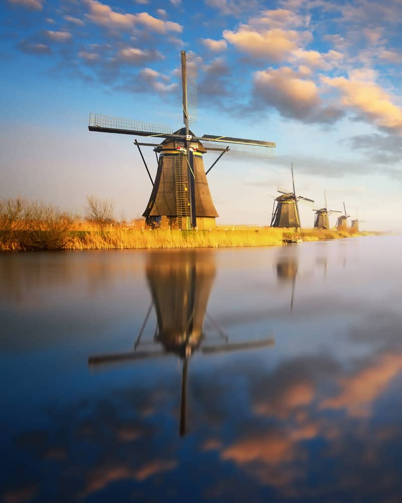 Old windmills in Kinderdijk