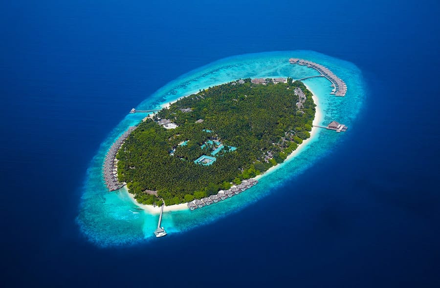 Island surrounded by white sandy beaches