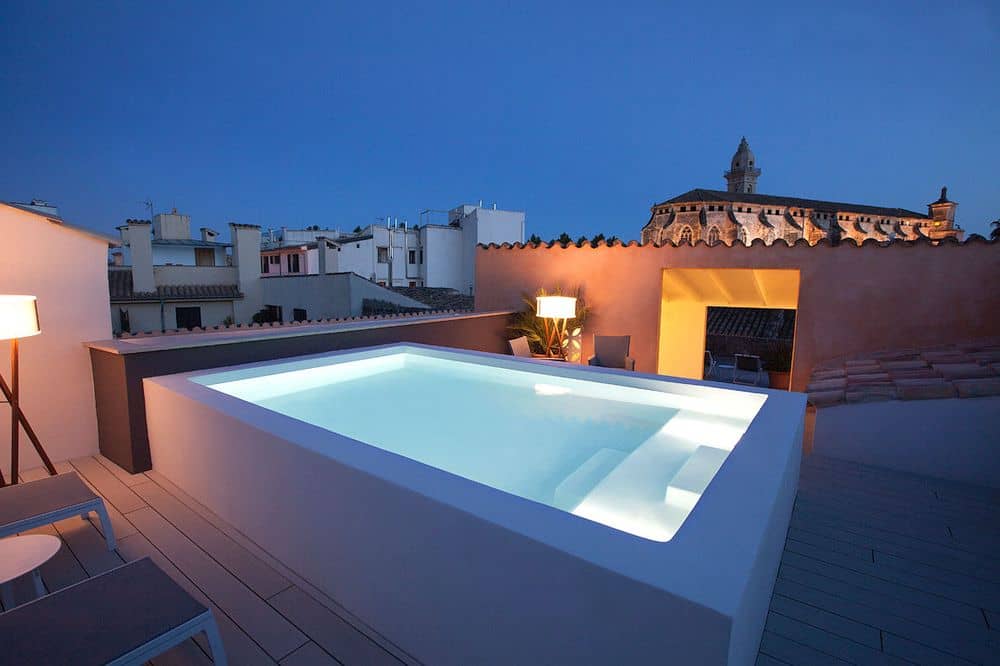 Glittery rooftop swimming pool