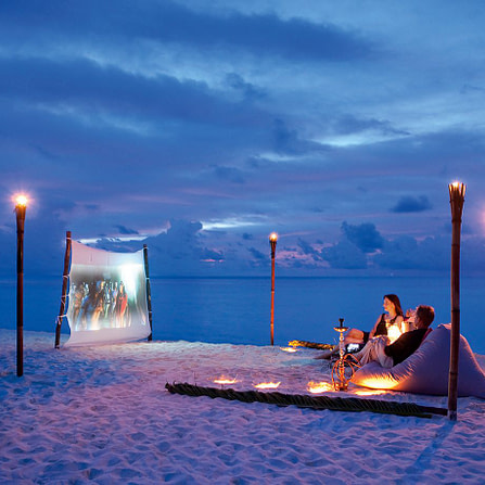Open-air beach cinema