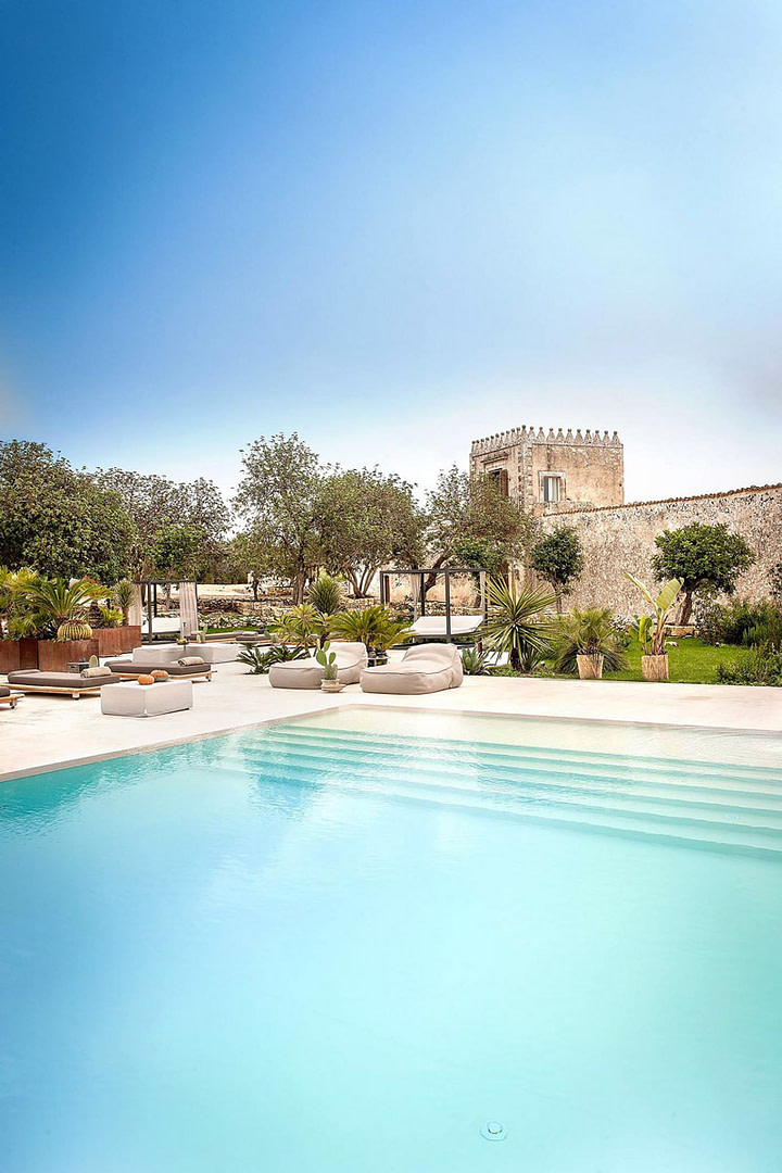 Lemon orchard with saltwater pool