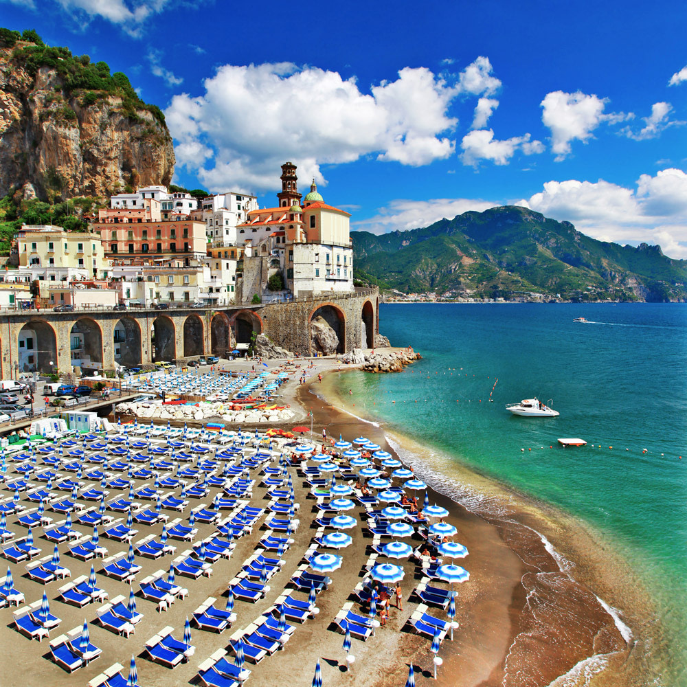 Beautiful view on mediterranean sea from Amalfi coast, Campania