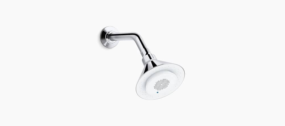 Showerhead with wireless speaker