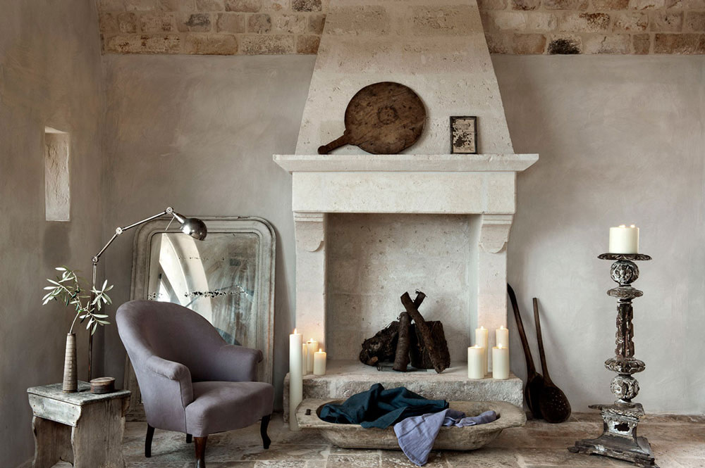 Reading nook by the fireplace