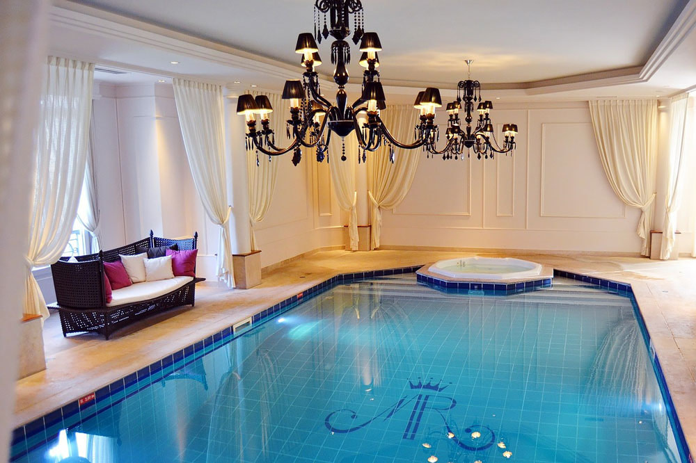 Indoor heated swimming pool with jacuzzi
