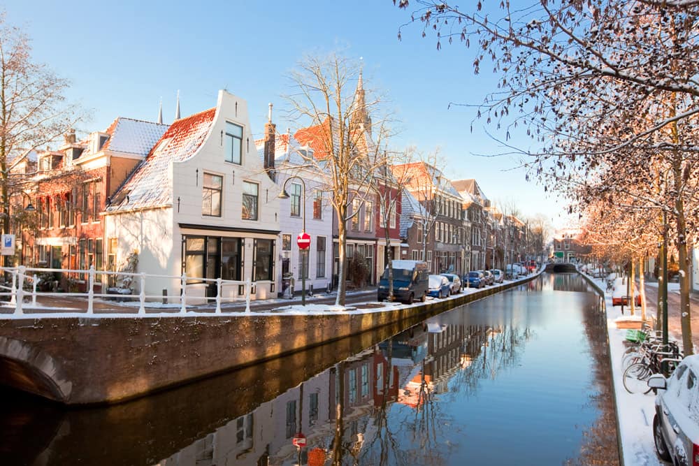 Delft city in winter