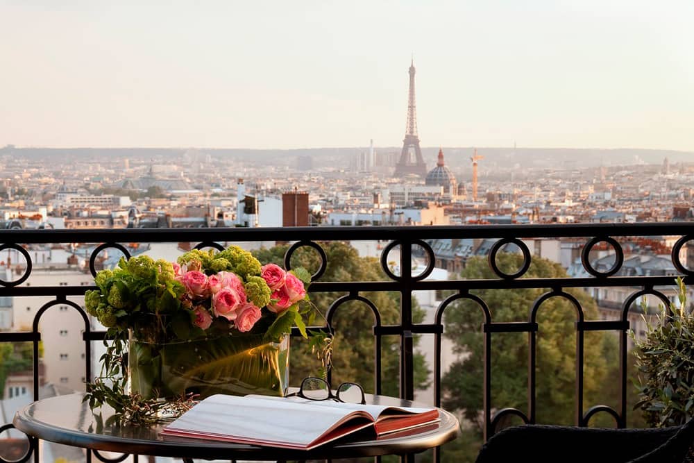 Hotel room with Eiffel Tower views