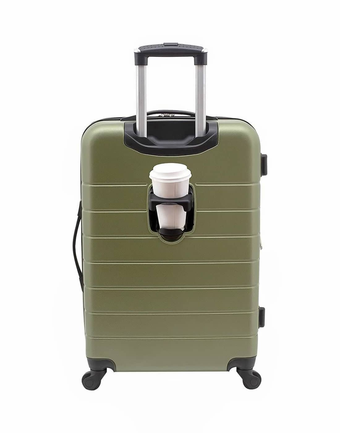 Carry on luggage with cup holder