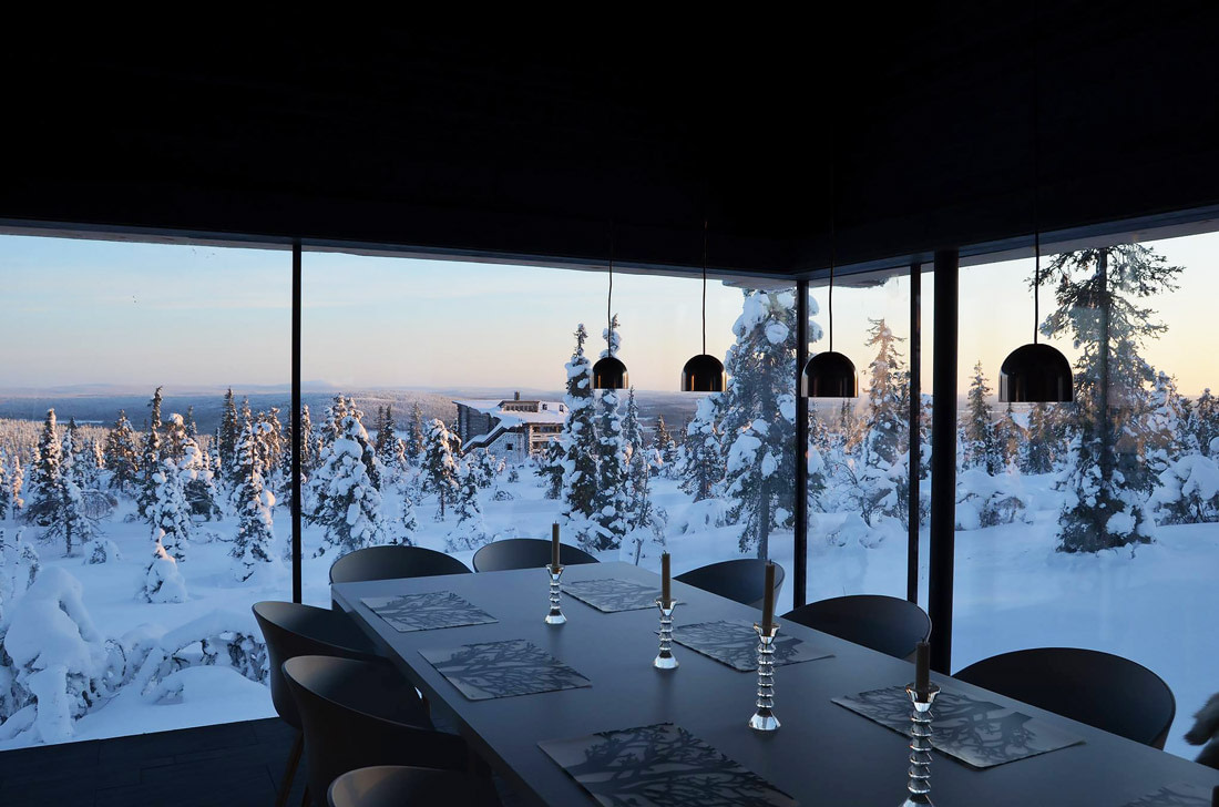 Room surrounded by glass walls