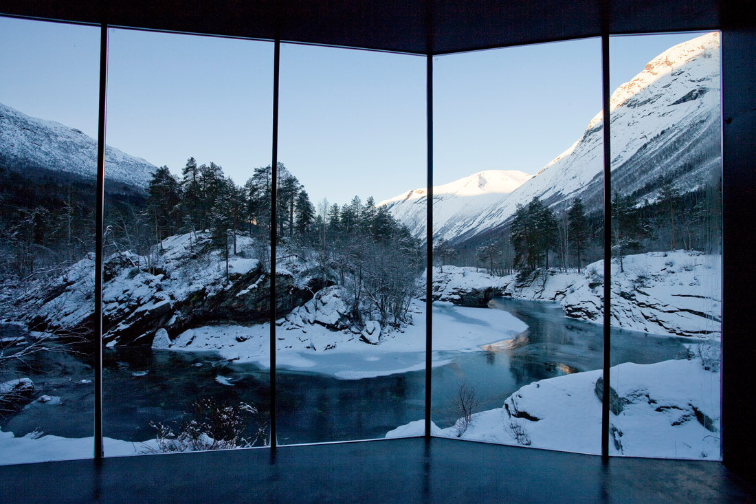 Sauna with glass wall