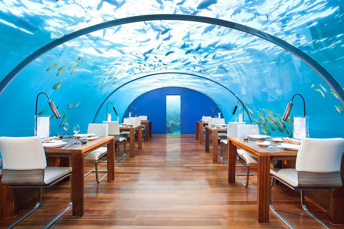 Underwater restaurant in the Maldives