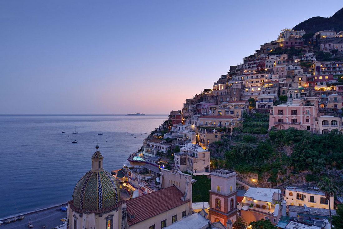 Amalfi coast at sunset