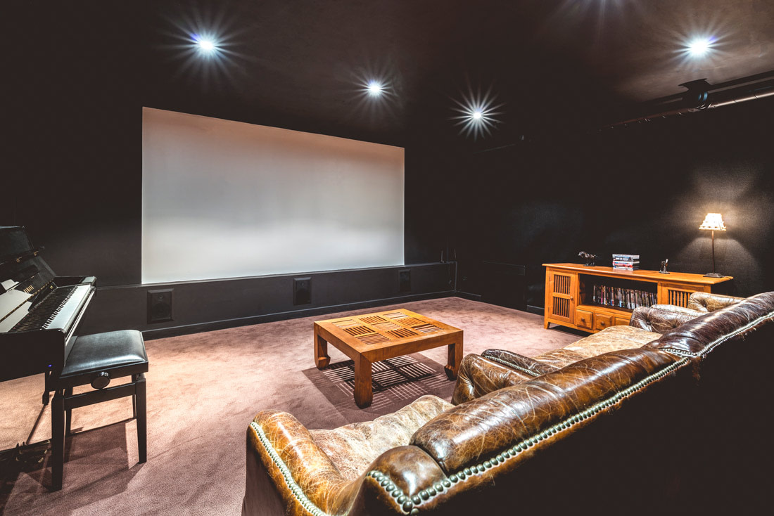 Cinema room with leather chairs