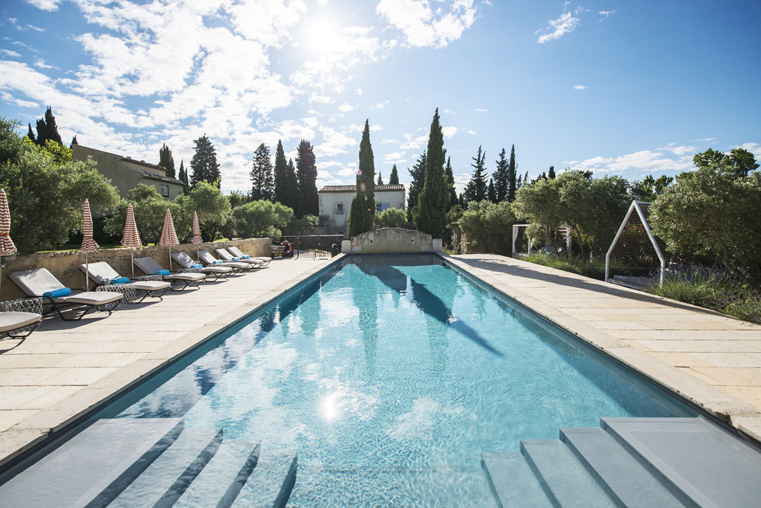 Heated outdoor swimming pool