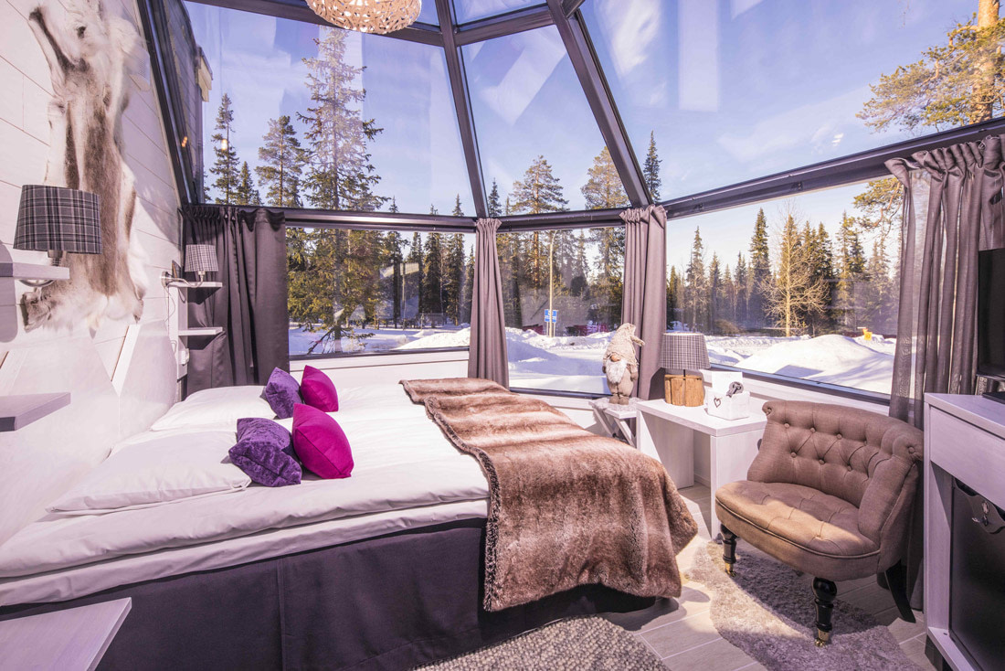 Glass igloo bedroom