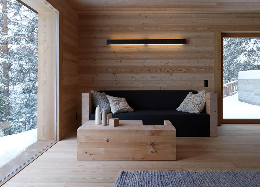 Minimalist living room made of wood
