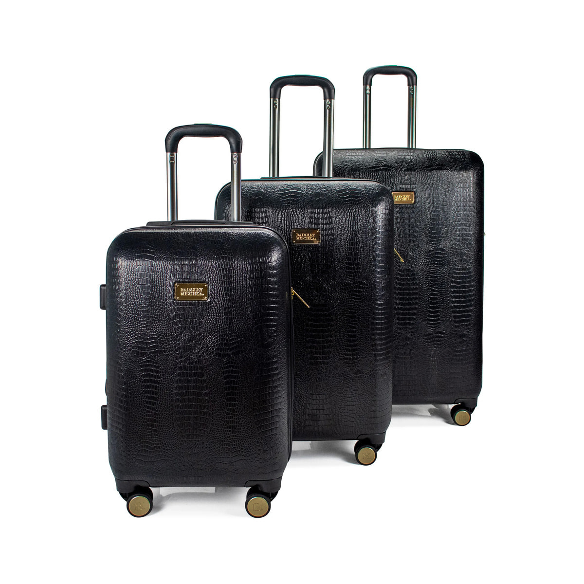 19v69 italia Vintage 3 Piece Expandable Retro Luggage Set (Black)