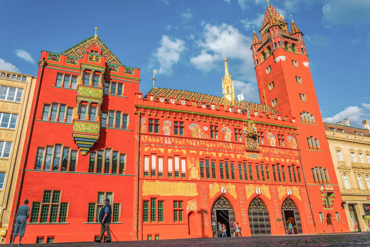Red town hall in Basel
