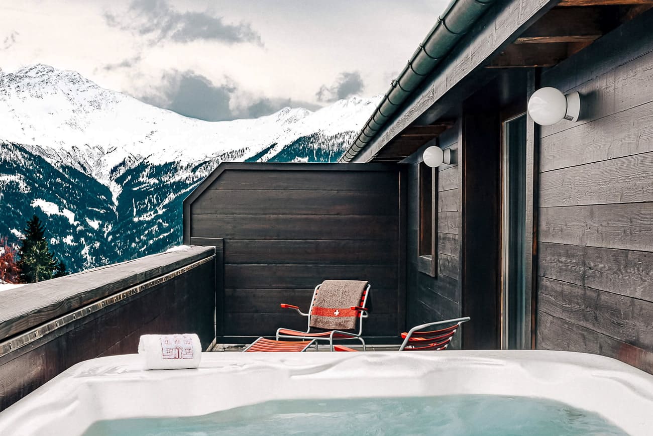 Luxury chalet hotel with outdoor hot tub