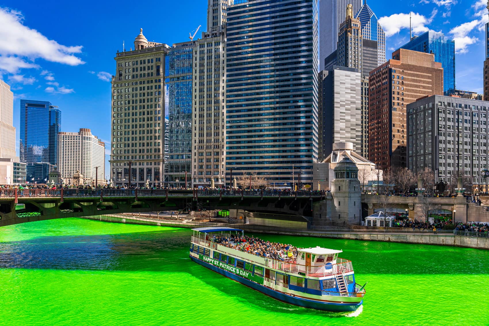 Chicago River green for St. Patrick’s Day