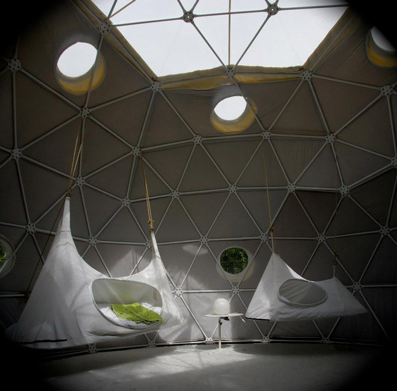 Dome with suspended tents