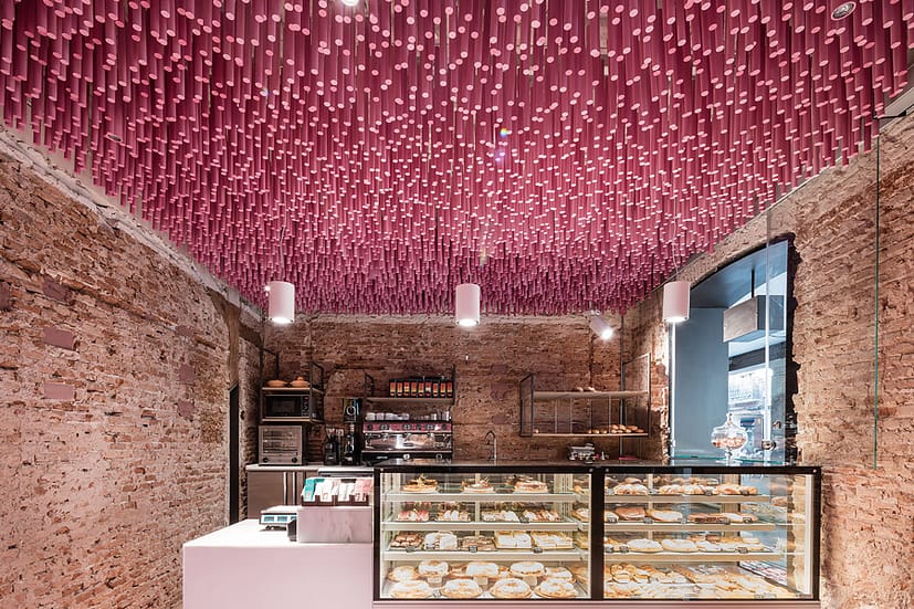 Pink bakery in Spain