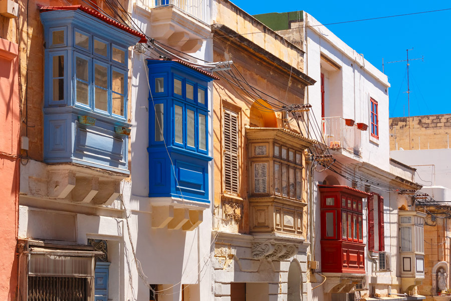 Colorful wood balconies