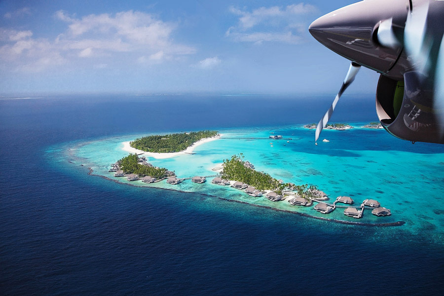 Flying over Maldives