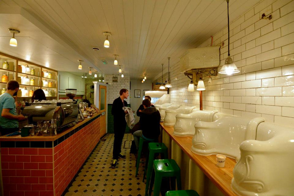 Victorian toilet turned coffee bar