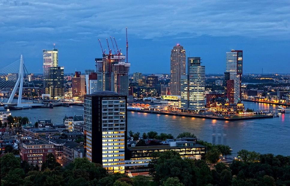 Rotterdam skyline at night