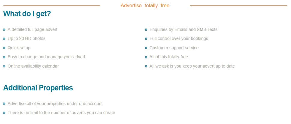 Advertise privately owned holiday homes for free