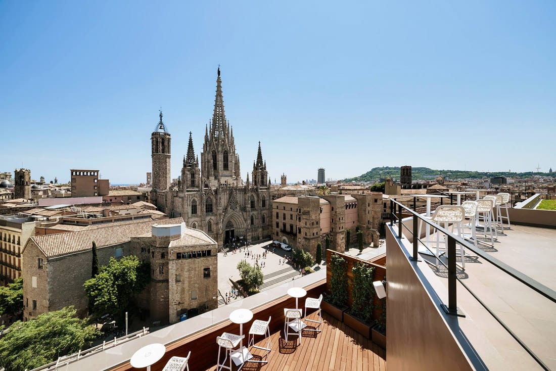 Panoramic rooftop terrace near Barcelona Cathedral