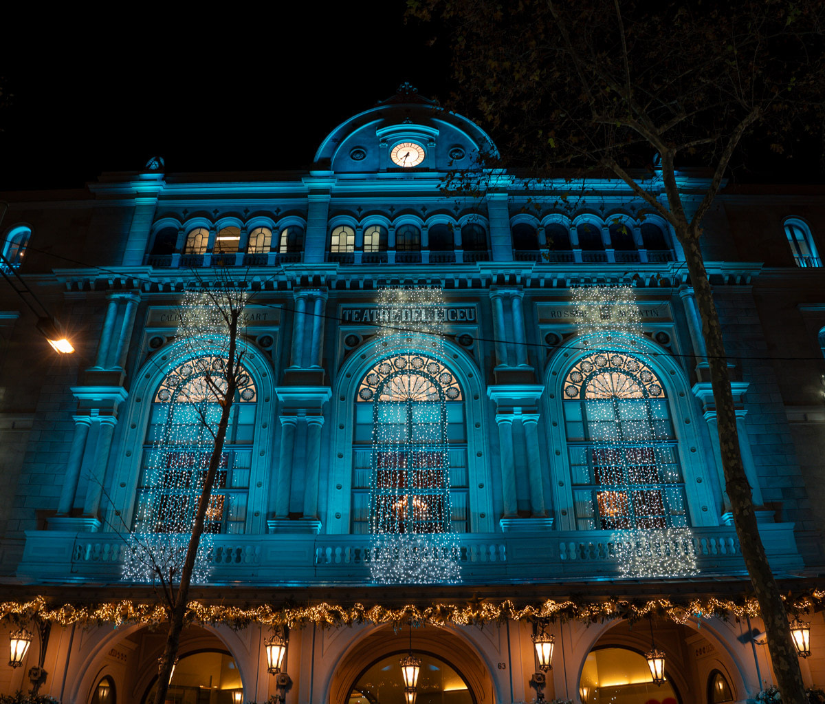 Decorated building in Barcelona for Christmas