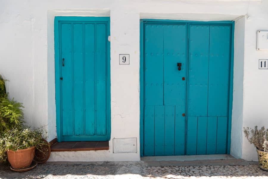 Blue front doors